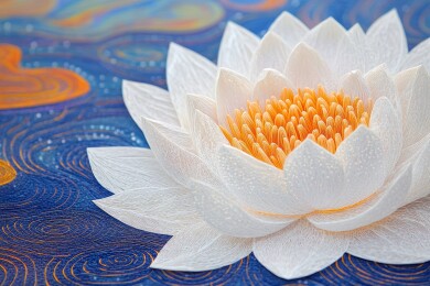 纸艺白莲静谧水面