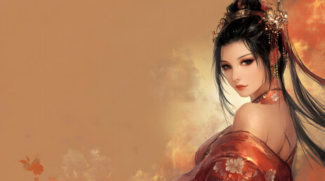 东方美人的水墨画卷