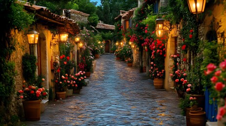 黄昏中的繁花小巷