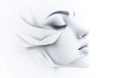 素描女子侧脸抽象图