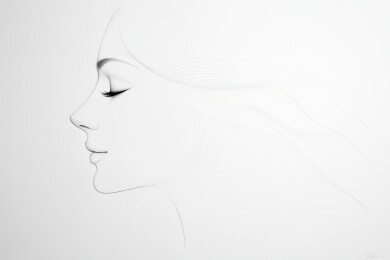 女性侧脸线条素描