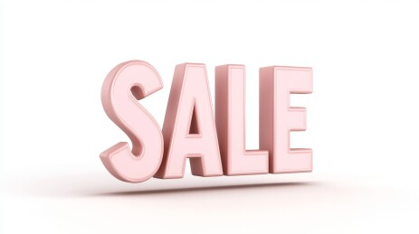 白色背景上的粉红色3D SALE