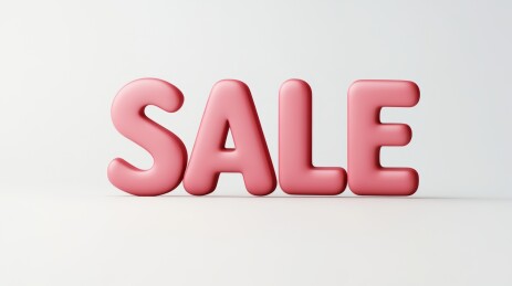 白色背景上的粉红色3D SALE