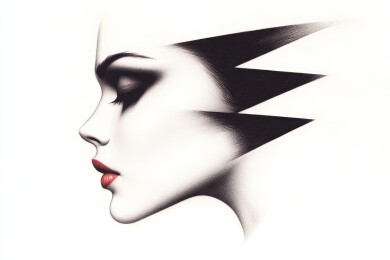 时尚女性侧脸抽象画