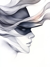 侧脸女子时尚素描