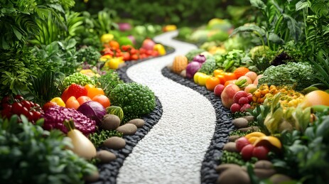 蔬果铺成的道路