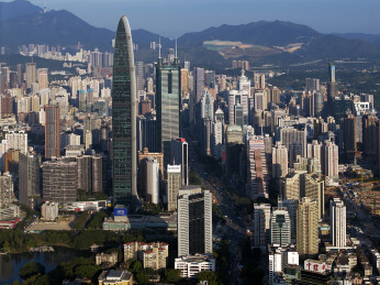 中国广东深圳罗湖航拍城市建筑风光
