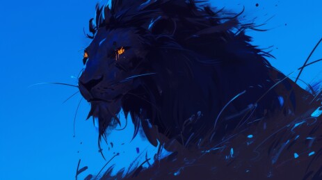 黑夜雄狮背景插图