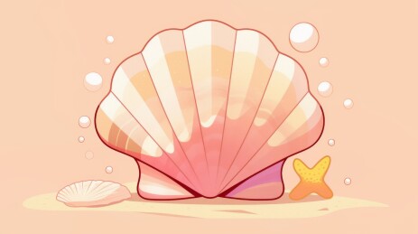 粉色贝壳与海星
