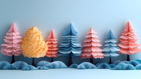 梦幻般的彩色树林微缩景观