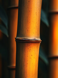 金色阳光下的竹子