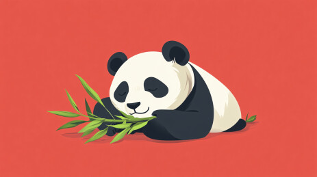 可爱熊猫吃竹子图