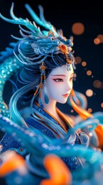 蓝龙女神精致雕像