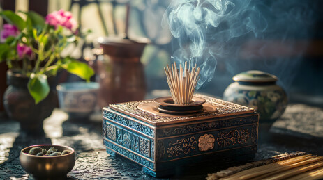 冒烟的禅意香炉