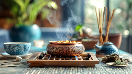 冒烟的禅意香炉