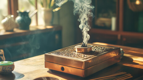 冒烟的禅意香炉