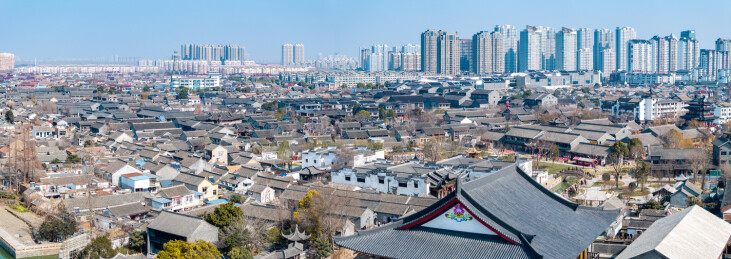 淮安市河下古镇全景航拍