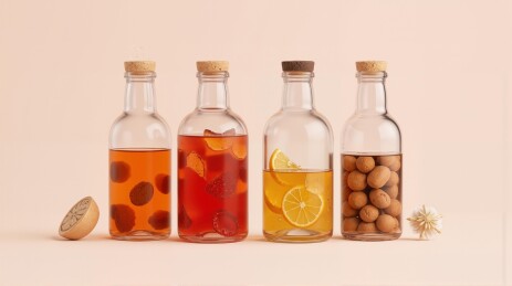 四瓶不同口味的果酒