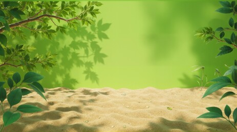 绿色背景下的绿叶沙地
