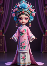 中华戏曲演员花旦角色的卡通形象