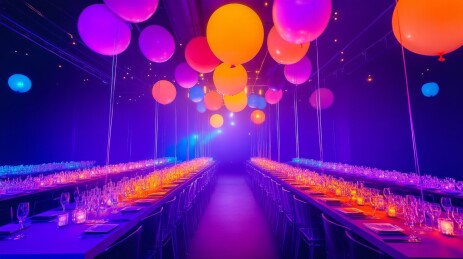 绚丽光影下的宴会