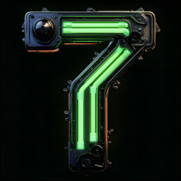 数字7发光灯管艺术效果