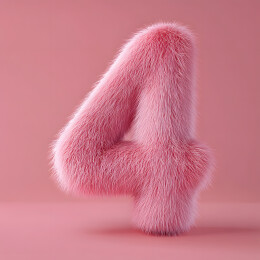 数字4粉色毛绒艺术风格