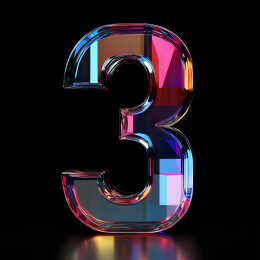 数字3玻璃琉璃彩色材质