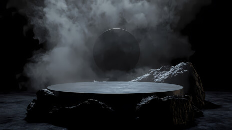 暗黑场景：圆形平台与岩石环绕