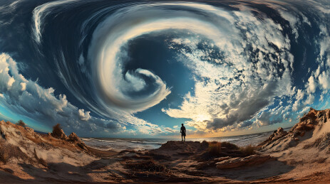 海边卷云奇景孤独人