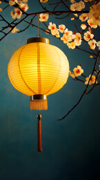 中式宫灯与梅花枝丫