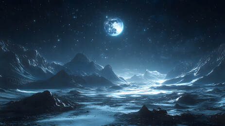 月夜冰雪山脉景观