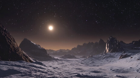 星球表面冰雪山脉景象