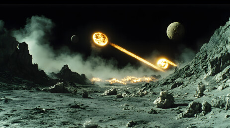 行星撞击荒凉星球景象