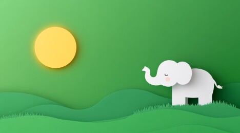 绿野白象剪纸图