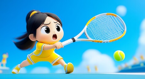 卡通女孩打网球
