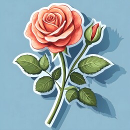 贴纸风格的玫瑰花