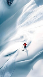 滑雪者在雪坡上滑行