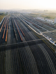 重庆市沙坪坝区渝新欧铁路兴隆场编组站航拍