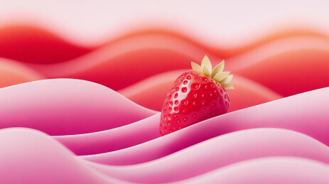 草莓与粉色波浪