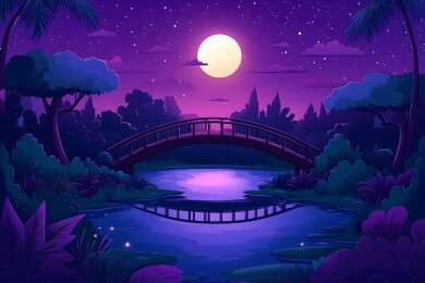月夜下的宁静小桥