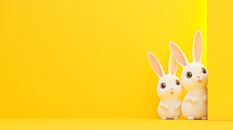 黄色背景下的兔子