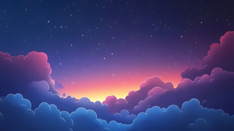 梦幻星空云海日落景象