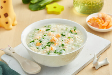 宝宝辅食儿童餐 肉沫虾仁碎菜粥