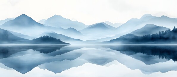 中式国风自然风景水墨插画