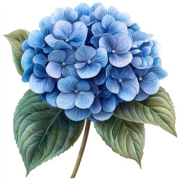 手绘蓝色绣球花