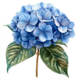 手绘蓝色绣球花