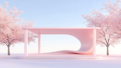 清新唯美的春天户外展台