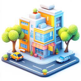 3D城市建筑小区街道俯视图