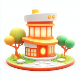 一个卡通3D住宅小场景图标